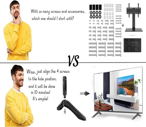 Universal TV Stand Base Replacement, Small Black TV Stand Mount, Portable TV Stand Legs TV Riser for Bedroom Living Room Corner, Compatible with Samsung Vizio LG Sony, Holes Distance 1.7-2.2 inch in Kuwait