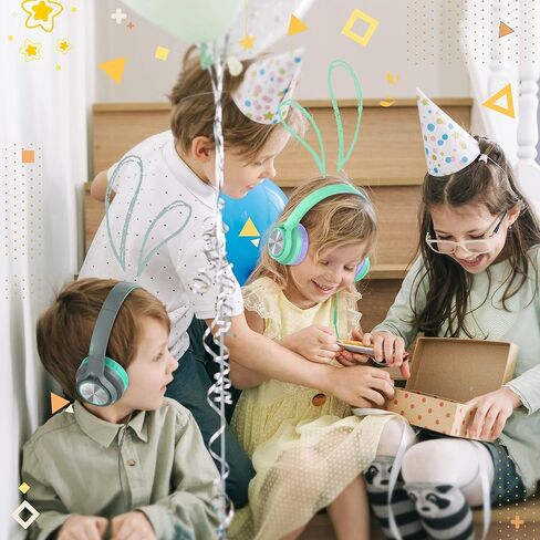 LORELEI E7 Kids Headphones with Microphone,On-Ear Wired Headset for Children/Boys/Girls,85/94dB Safe Volume,Foldable&Rotatable3.5mm Audio Jack Tangle-Free for School/iPad/Laptop/Travel (Green&Purple) in Kuwait