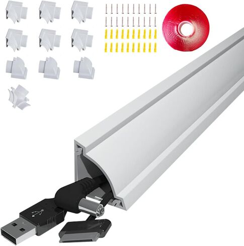 Corner Cable Hider, White, 157in Cord Cover for Wall,10X15.7in | Cable Concealer, Paintable Corner Cable Management Kit, Wire Hider,Cable Raceway for Floor Baseboard and Ceiling in Kuwait