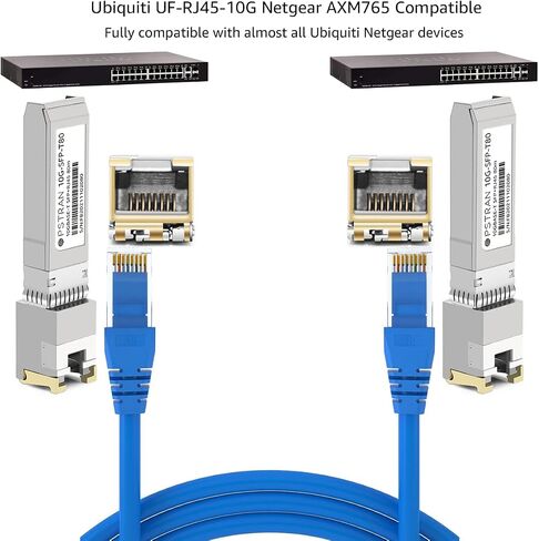 وحدة ارسال واستقبال نحاسية 10GBASE-T SFP+ الى RJ45 من اوبستران، متوافقة مع سيسكو SFP-10G-T-80 فينيسار نتغير AXM766 تي بي-لينك دي لينك كيو كيو بي سوبر ماركي 10G SFP+ 80 متر Cat6a/7 in Kuwait