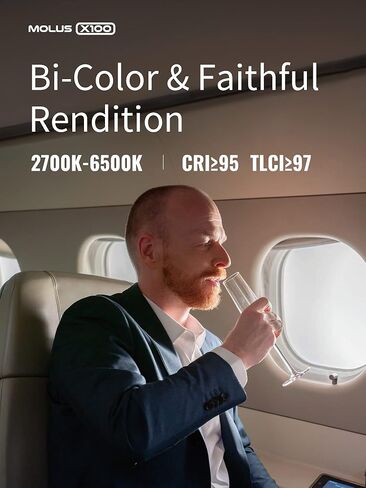 ZHIYUN MOLUS X100 Bi-Color 100W COB Video Light، 385g LED Pocket Light 17317Lux 2700K-6500K CRI 95+/TLCI 97+ مع تطبيق بلوتوث للتحكم في التيار المتردد/تيار مستمر in Saudi Arabia