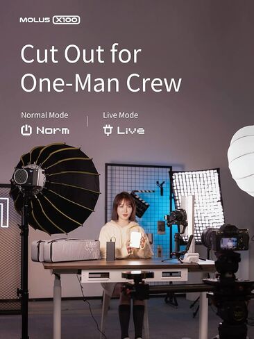 ZHIYUN MOLUS X100 Bi-Color 100W COB Video Light، 385g LED Pocket Light 17317Lux 2700K-6500K CRI 95+/TLCI 97+ مع تطبيق بلوتوث للتحكم في التيار المتردد/تيار مستمر in Saudi Arabia