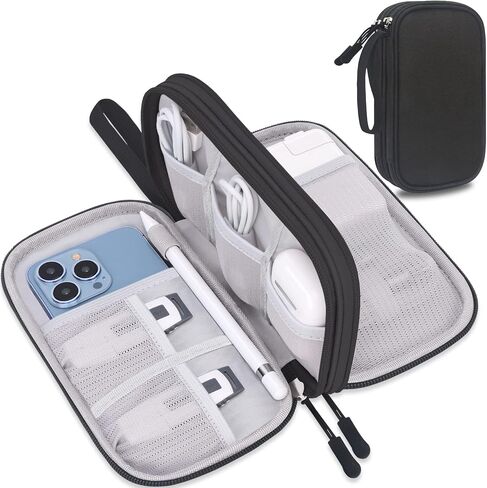 Lacdo Electronic Organizer, Travel Cable Organizer Bag Pouch Tech Electronic Accessories Carry Case Portable Double Layer Charger Case for Cable, Cord, Charger, Phone, Earphone, Power Bank, Azure Blue in Saudi Arabia