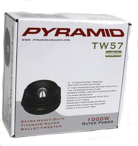 مكبرات الصوت Pyramid 2 PRO TW57 مقاس 3 بوصات بقدرة 2000 وات على شكل قبة للسيارة مصنوعة من التيتانيوم الفائق in Saudi Arabia