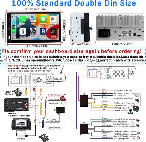 Leadfan Double Din Car Stereo Wireless Carplay Android Auto in Kuwait