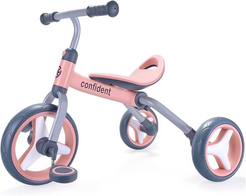YGJT 4 in 1 Tricycle for Toddlers Age 2-5, Folding Kids Trike Tricycles Toddler Bike with Adjustable Seat and Removable Pedal, Baby Balance Bike Ride-on Toys Gift for Baby Boys Girls Birthday in Saudi Arabia