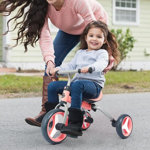 YGJT 4 in 1 Tricycle for Toddlers Age 2-5, Folding Kids Trike Tricycles Toddler Bike with Adjustable Seat and Removable Pedal, Baby Balance Bike Ride-on Toys Gift for Baby Boys Girls Birthday in Saudi Arabia