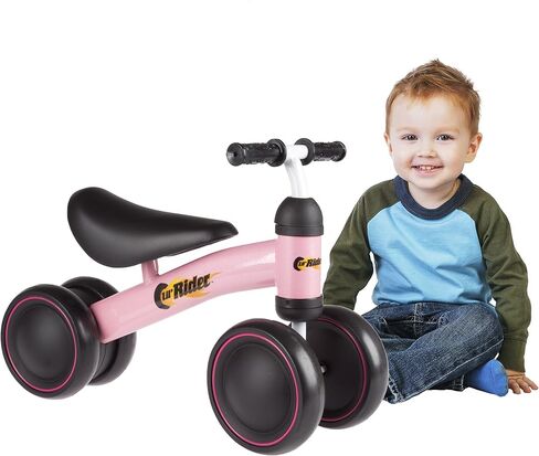 دراجة ثلاثية العجلات ليل رايدر مع مقابض سهلة الإمساك وعجلات مغلقة وبدون دواسات لتعلم المشي للأطفال الصغار والأولاد والبنات (أحمر)، مقاس كبير in Kuwait