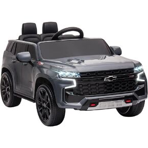 Aosom Chevrolet Tahoe Licensed Electric Ride-on Car 12V Kids Ride-on Toy with Remote Control, Horn Honking, for 3-6 Years Old Gift for Boys and Girls with Music Player, Kids Electric Car, Gray
