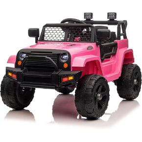 Winado 12V Kids Ride On Truck، لعبة سيارة كهربائية للأطفال تعمل بالبطارية مع جهاز تحكم عن بعد للوالدين، أبواب قابلة للفتح، بداية بطيئة، قرن، أضواء LED، راديو MP3، 3 سرعات (وردي)