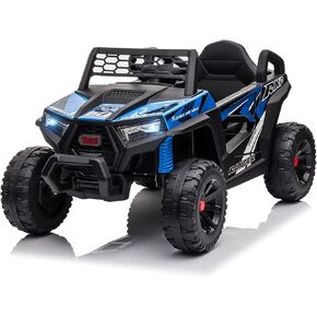 TOBBI 12V Kids Ride on Car, Electric Off-Road UTV Truck with Forward and Reverse Functions, Double Open Doors, Safety Belt, Horn, Music, and Lights for Kids Aged 3-5 Years (Blue)