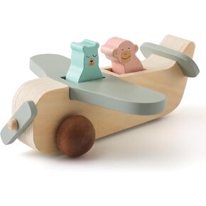 ibwaae Wooden Airplane Toys, Air Transport Vehicles Play Set, Wooden Pull Games, Learning Gift Montessori Toy for Baby Toddler Boys Girls in Saudi Arabia