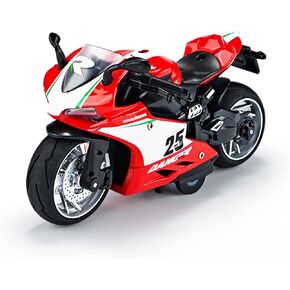 لعبة دراجة نارية YA LE MING، مركبات سحب للخلف، لعبة دراجة نارية من سبيكة مع صوت وضوء، نسخة طبق الأصل للدراجة النارية بمقياس 1:12، ألعاب دراجة نارية للأطفال 3-9 (أحمر) in Kuwait