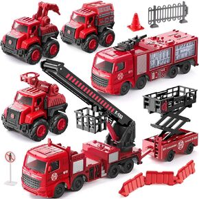 Construction Trucks Toy Set, Geyiie Construction Vehicles Site for Kids Engineering Toys Playset for Boys Girls, Pull Back Cars Excavator Tractor Bulldozer Dump Sand Toys Gifts for Party Favor in Kuwait