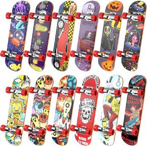 Fingerboard Mini Finger Skateboards Toys 12PCS Professional Finger Boards Set Creative Fingertips Movement, Mini Skateboard Starter Kit Finger Sports Party Favors Novelty Toy Gift for Kids
