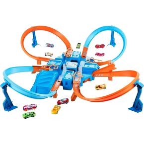 Hot Wheels Toy Car Track Set, Criss Cross Crash with 1:64 Scale Vehicle, Powered by a Motorized Booster (Amazon Exclusive) in Saudi Arabia