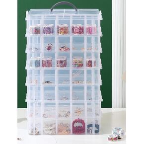 Gagee 3-Tier Craft Storage Organizer,Bead Organizer Box with 30 Adjustable Compartments,Stackable Storage Containers for Arts and Crafts, Toy, Threads,Fuse Beads, Washi Tapes,Hot Wheels,Clear