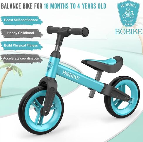 Bobike Toddler Balance Bike Toys for 1 to 4 Year Old Girls Boys Adjustable Seat and Handlebar No-Pedal Training Bike Best Gifts for Kids in Kuwait
