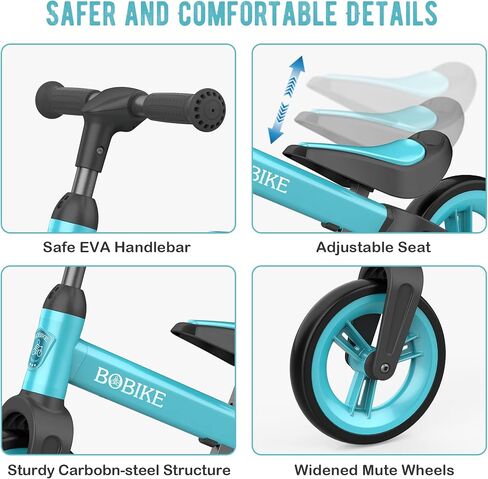 Bobike Toddler Balance Bike Toys for 1 to 4 Year Old Girls Boys Adjustable Seat and Handlebar No-Pedal Training Bike Best Gifts for Kids in Kuwait