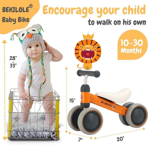 BEKILOLE 1 Year Old Girl Gifts Baby Balance Bike 1st Birthday Girl Gift with LED Light Up Wheels for 12-24 Months Toddlers - ASTM Certified 2-Minute Assembly Pink First Ride On Training Toy in Kuwait