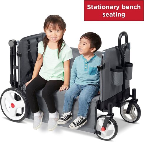 Radio Flyer Stroller Wagon for Kids Ages 1 and Up, Push and Pull Wagon with Canopy, Black - Foldable Cart with Storage, Bench, and All-Terrain Wheels in Saudi Arabia