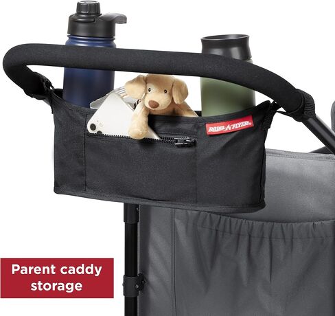 Radio Flyer Stroller Wagon for Kids Ages 1 and Up, Push and Pull Wagon with Canopy, Black - Foldable Cart with Storage, Bench, and All-Terrain Wheels in Saudi Arabia