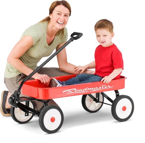 Roadmaster Kids and Toddler Classic 34-Inch Steel Pull Wagon, 8-inch Wheels, Red/Black in Saudi Arabia