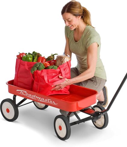 Roadmaster Kids and Toddler Classic 34-Inch Steel Pull Wagon, 8-inch Wheels, Red/Black in Saudi Arabia