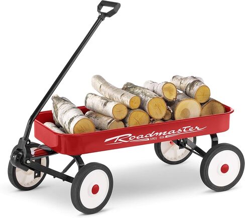 Roadmaster Kids and Toddler Classic 34-Inch Steel Pull Wagon, 8-inch Wheels, Red/Black in Saudi Arabia