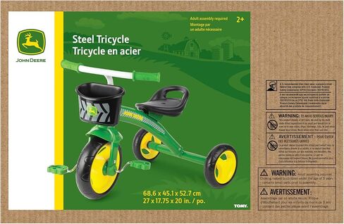 دراجة ثلاثية العجلات من جون ديري شديدة التحمل مع سلة للأطفال بعمر سنتين فما فوق، أخضر/أصفر in Kuwait