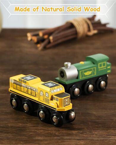 SainSmart Jr. Wooden Train Set Accessories, Magnetic Toy Car Set (10 PCS), Compatible with All Major Brands, Gift for Toddlers, Boys, and Girls Aged 3+ in Kuwait