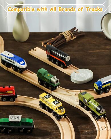 SainSmart Jr. Wooden Train Set Accessories, Magnetic Toy Car Set (10 PCS), Compatible with All Major Brands, Gift for Toddlers, Boys, and Girls Aged 3+ in Kuwait