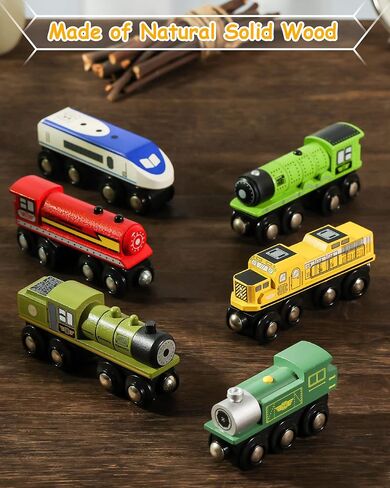 SainSmart Jr. Wooden Train Set Accessories, Magnetic Toy Car Set (10 PCS), Compatible with All Major Brands, Gift for Toddlers, Boys, and Girls Aged 3+ in Kuwait