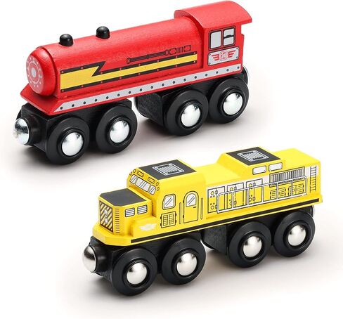 SainSmart Jr. Wooden Train Set Accessories, Magnetic Toy Car Set (10 PCS), Compatible with All Major Brands, Gift for Toddlers, Boys, and Girls Aged 3+ in Kuwait