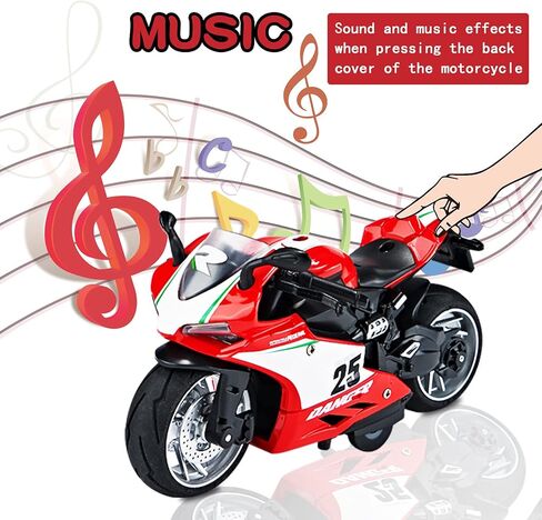 لعبة دراجة نارية YA LE MING، مركبات سحب للخلف، لعبة دراجة نارية من سبيكة مع صوت وضوء، نسخة طبق الأصل للدراجة النارية بمقياس 1:12، ألعاب دراجة نارية للأطفال 3-9 (أحمر) in Kuwait