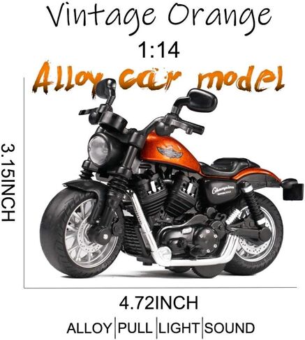 Pull Back Motorcycle Toys, Tiny Gift with Music Lighting, Retro Motorcycles Toy for Boys Kids Age 3 4 5 6 7 8 Year Old (Red) in Kuwait