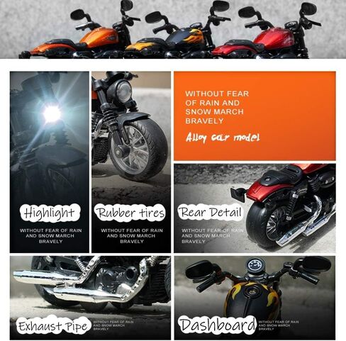 Pull Back Motorcycle Toys, Tiny Gift with Music Lighting, Retro Motorcycles Toy for Boys Kids Age 3 4 5 6 7 8 Year Old (Red) in Kuwait