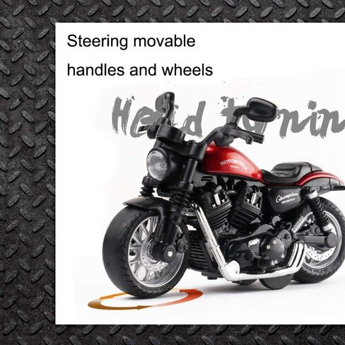 Pull Back Motorcycle Toys, Tiny Gift with Music Lighting, Retro Motorcycles Toy for Boys Kids Age 3 4 5 6 7 8 Year Old (Red) in Kuwait