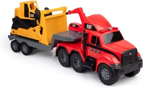 CatToysOfficial، محرك ثقيل للإنشاءات من CAT، نصف شاحنة ومقطورة مع حفار طاقم صغير، أضواء وأصوات، للأعمار من 3 سنوات فما فوق in Saudi Arabia