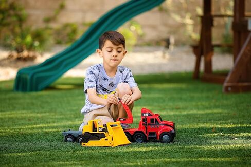 CatToysOfficial، محرك ثقيل للإنشاءات من CAT، نصف شاحنة ومقطورة مع حفار طاقم صغير، أضواء وأصوات، للأعمار من 3 سنوات فما فوق in Saudi Arabia