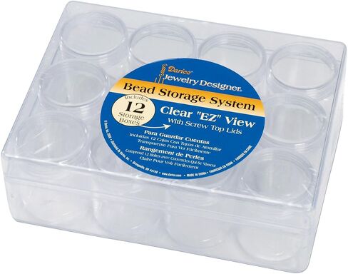 Darice Clear Bead Organizer Storage Case, Clear Bead Holder with 12 Small Containers, 6.25" x 4.75" x 2.08" in Saudi Arabia