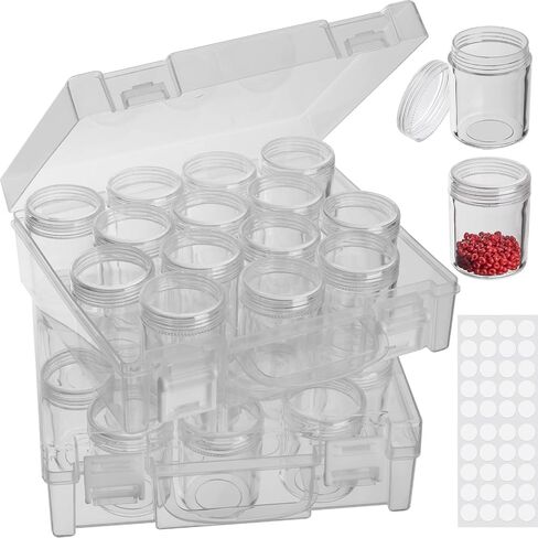 Bead Organizer Box, Diamond Painting Art Storage Box, Diamond Painting Art Accessories Bead Storage Containers 14 Slots Clear Embroidery Bead Storage Organizer Container with Lids for Beads (2 Pack) in Kuwait
