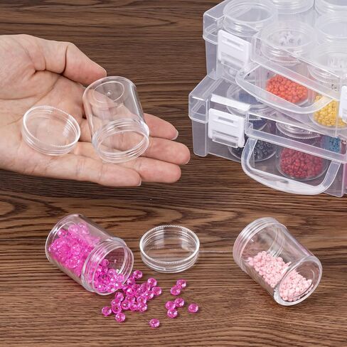 Bead Organizer Box, Diamond Painting Art Storage Box, Diamond Painting Art Accessories Bead Storage Containers 14 Slots Clear Embroidery Bead Storage Organizer Container with Lids for Beads (2 Pack) in Kuwait