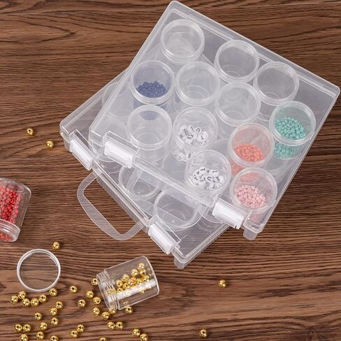 Bead Organizer Box, Diamond Painting Art Storage Box, Diamond Painting Art Accessories Bead Storage Containers 14 Slots Clear Embroidery Bead Storage Organizer Container with Lids for Beads (2 Pack) in Kuwait