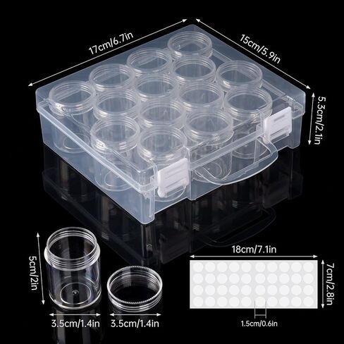 Bead Organizer Box, Diamond Painting Art Storage Box, Diamond Painting Art Accessories Bead Storage Containers 14 Slots Clear Embroidery Bead Storage Organizer Container with Lids for Beads (2 Pack) in Kuwait