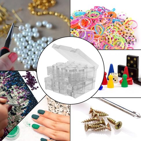 Bead Organizer Box, Diamond Painting Art Storage Box, Diamond Painting Art Accessories Bead Storage Containers 14 Slots Clear Embroidery Bead Storage Organizer Container with Lids for Beads (2 Pack) in Kuwait