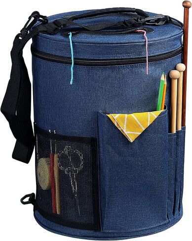 Weabetfu Large Capacity Portable Yarn Organizer Knitting Tote Storage Bag with Shoulder Strap Yarn Bags Have Pocket for Crochet Hooks,Knitting Needles & Accessories,Prevent Yarn Tangle(Grey) in Saudi Arabia
