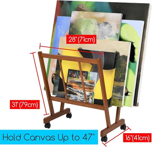 MEEDEN Art Display Print Rack: Artist Storage Rack with Castors for Canvas Organizer - Beech Wood Large Drying Racks for Prints Artworks Panels Posters Stand Art Shows & Galleries - Black in Saudi Arabia