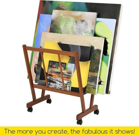 MEEDEN Art Display Print Rack: Artist Storage Rack with Castors for Canvas Organizer - Beech Wood Large Drying Racks for Prints Artworks Panels Posters Stand Art Shows & Galleries - Black in Saudi Arabia