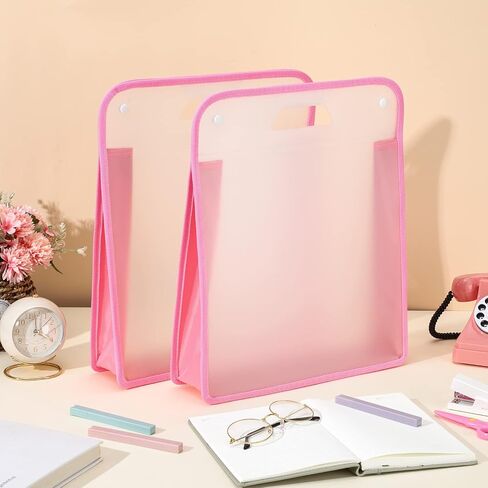 12 Pieces Scrapbook Paper Storage 12x12 Sheets Storage Paper File Scrapbook Paper Storage Organizer with Handle Expandable Craft Paper Storage for Documents Office Photos Cardstock File (Pink) in Kuwait
